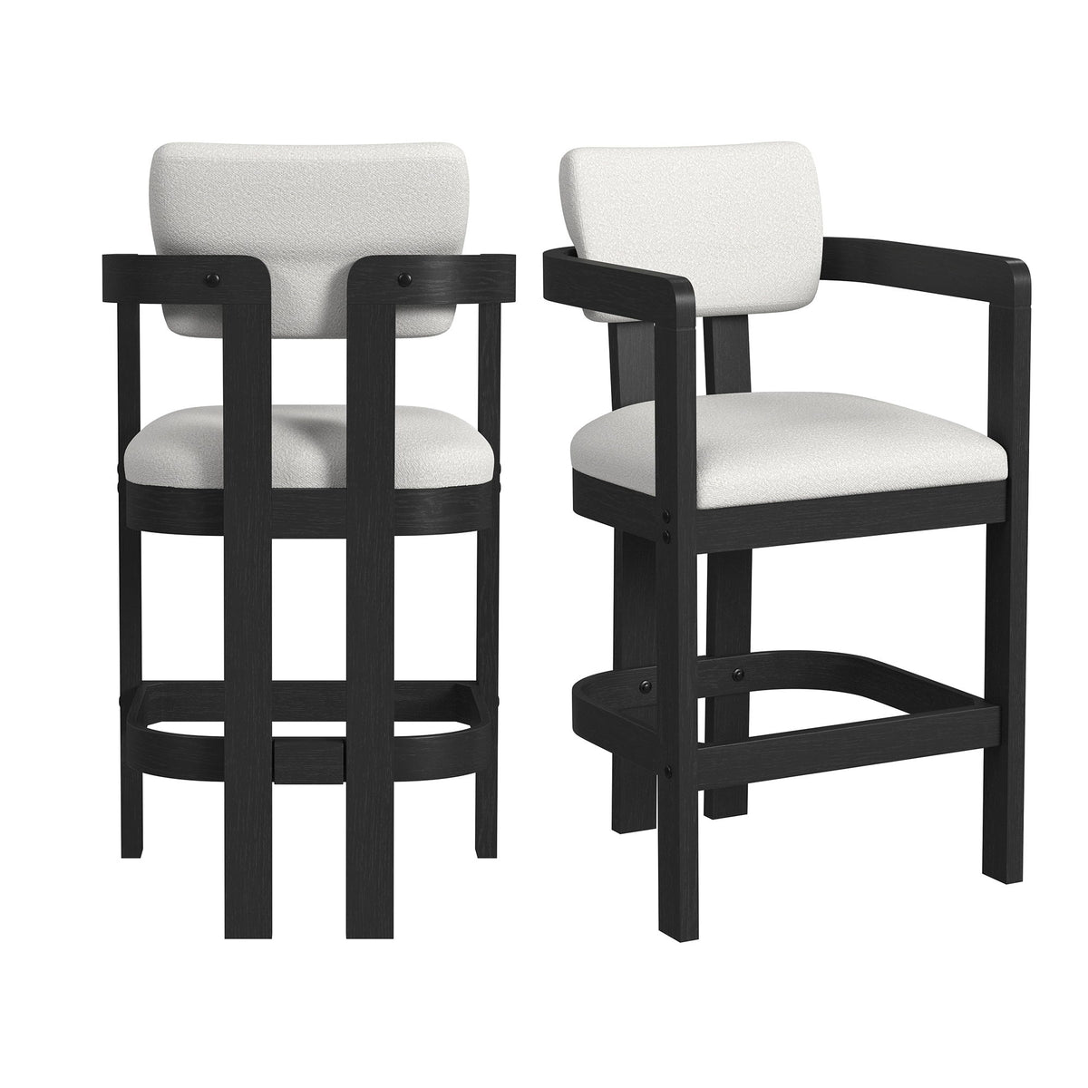 Portland Arm Barstool (Set of 2) in Black / White by Elements International