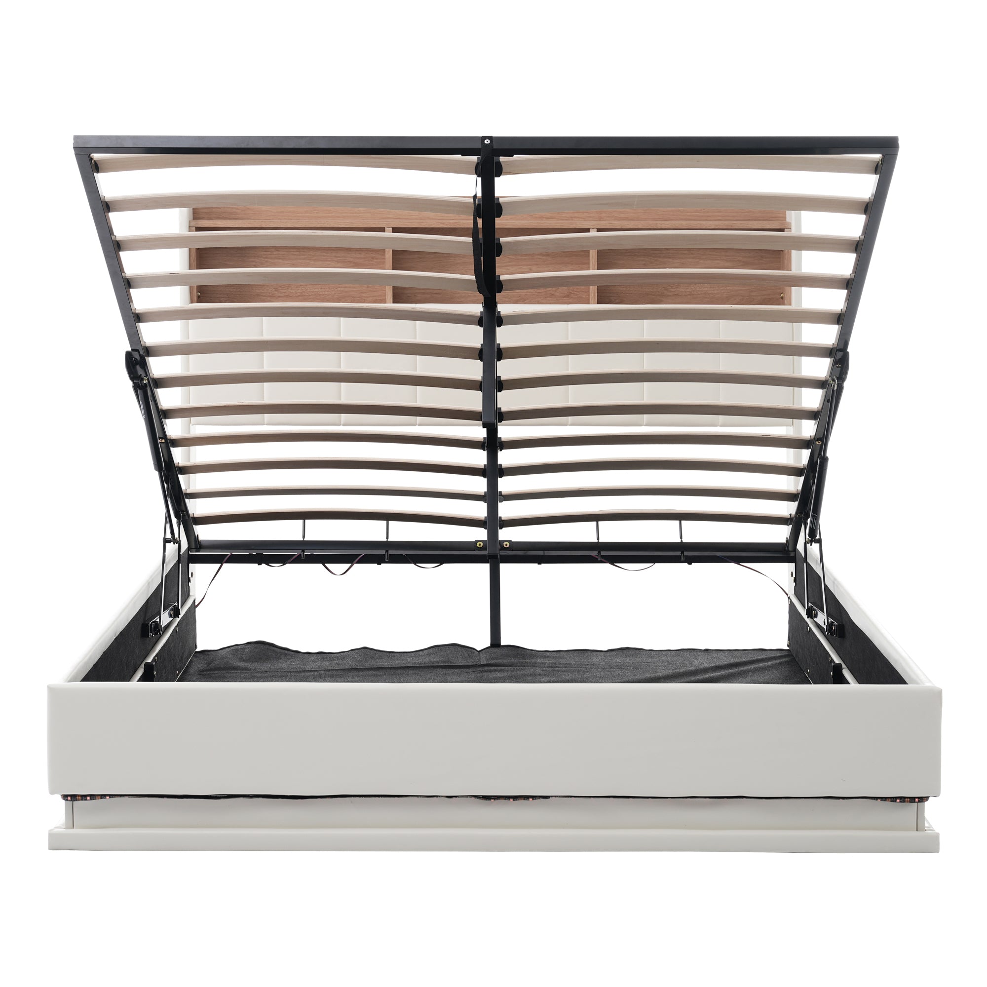 Full Size Upholstered Platform Bed with Storage Headboard and Hydraulic Storage System, PU Storage Bed with LED Lights and USB charger, White - Atlantic Fine Furniture Melbourne FL