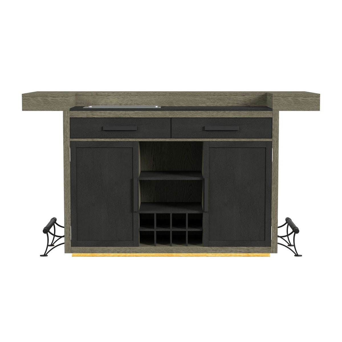 Jemma Bar Table With Light in Gray And Dark Espresso by Elements International, view 4