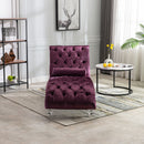 Velvet Chaise Lounge Indoor, Button Tufted Upholstered Chaise Lounge Chair With Pillow