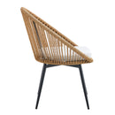 Modern 3 Piece Set, Anti - Spill Round Coffee Table, 2 Rattan Swivel Chairs, Outdoor Patio Furniture For Tea Time - Black / Wood