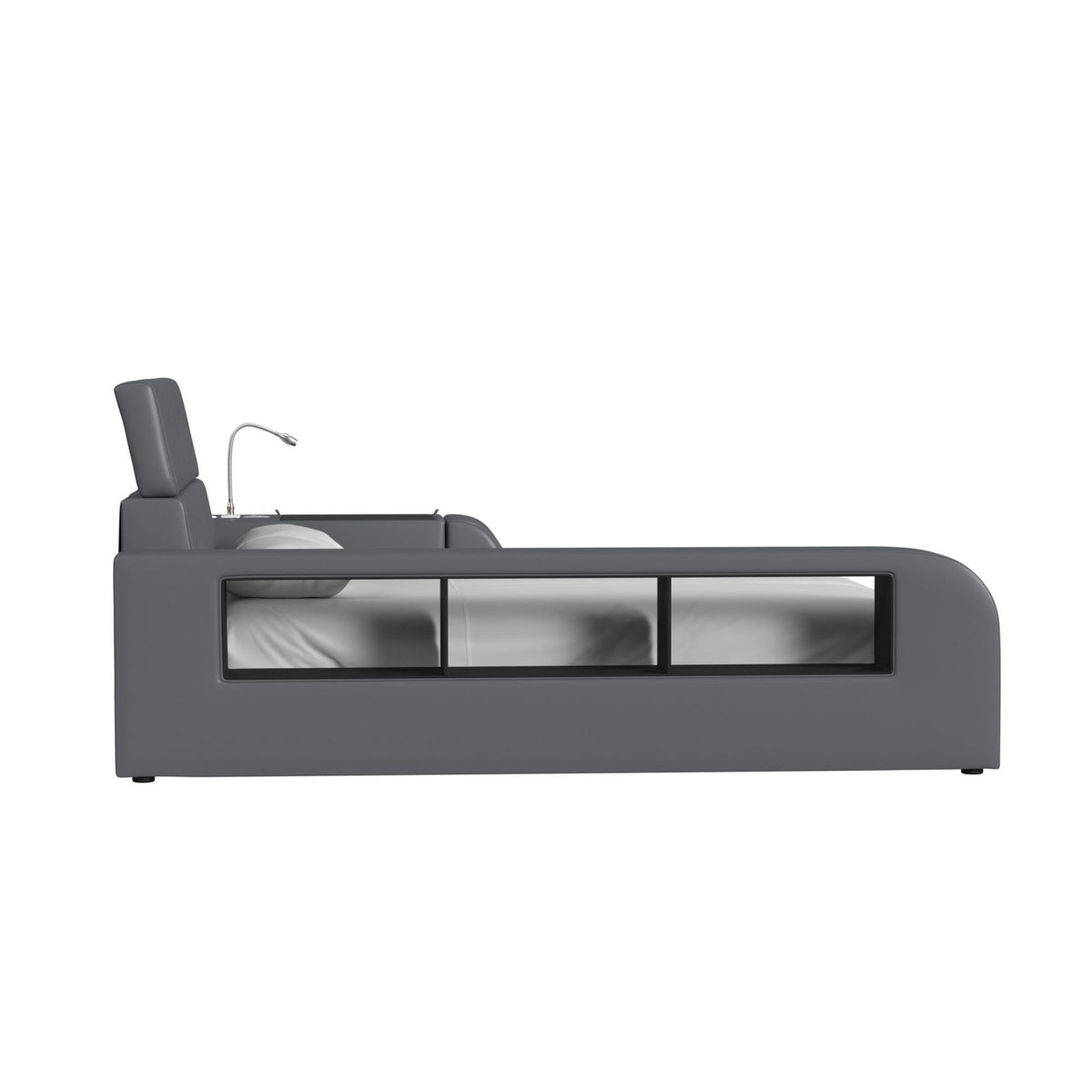 Valari PU Transformer Bed With Electronic Features in Dark Gray by Elements International, view 3