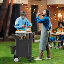 Outdoor Grill Cart With Storage, Rolling Bar Cart With Hooks And Spice Rack Stainless Steel