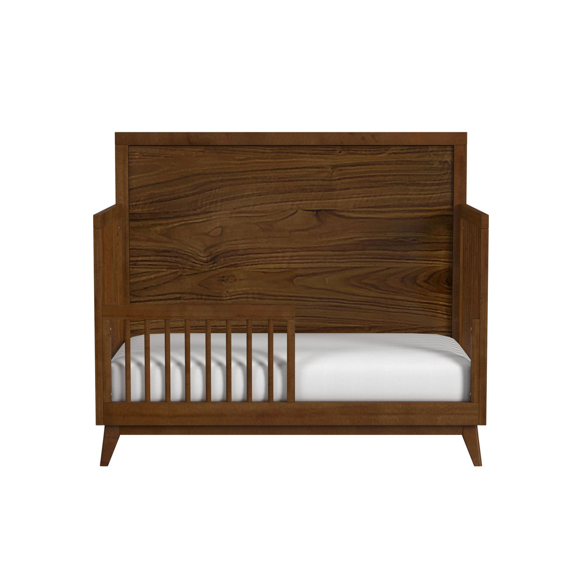 Malia Crib With High Headboard And Guardrail in Walnut by Elements International, view 2