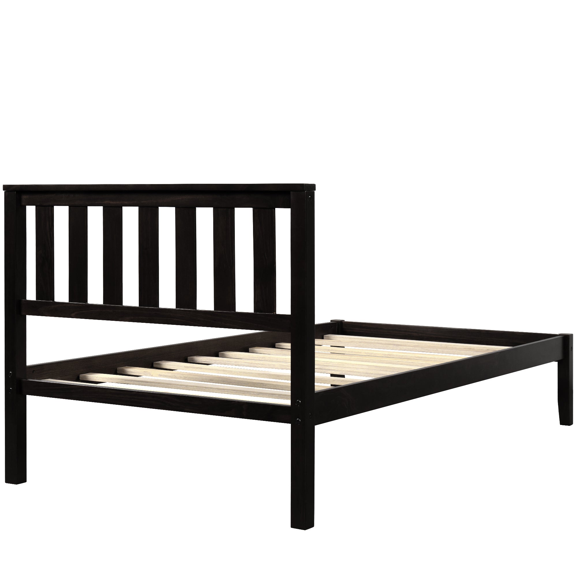 Wood Platform Bed with Headboard/Wood Slat Support,Twin (Espresso) - Atlantic Fine Furniture Melbourne FL