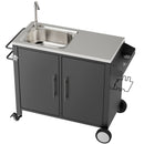 Outdoor Grill Cart With 304 Stainless Steel Sink And Cabinet - Black / Silver