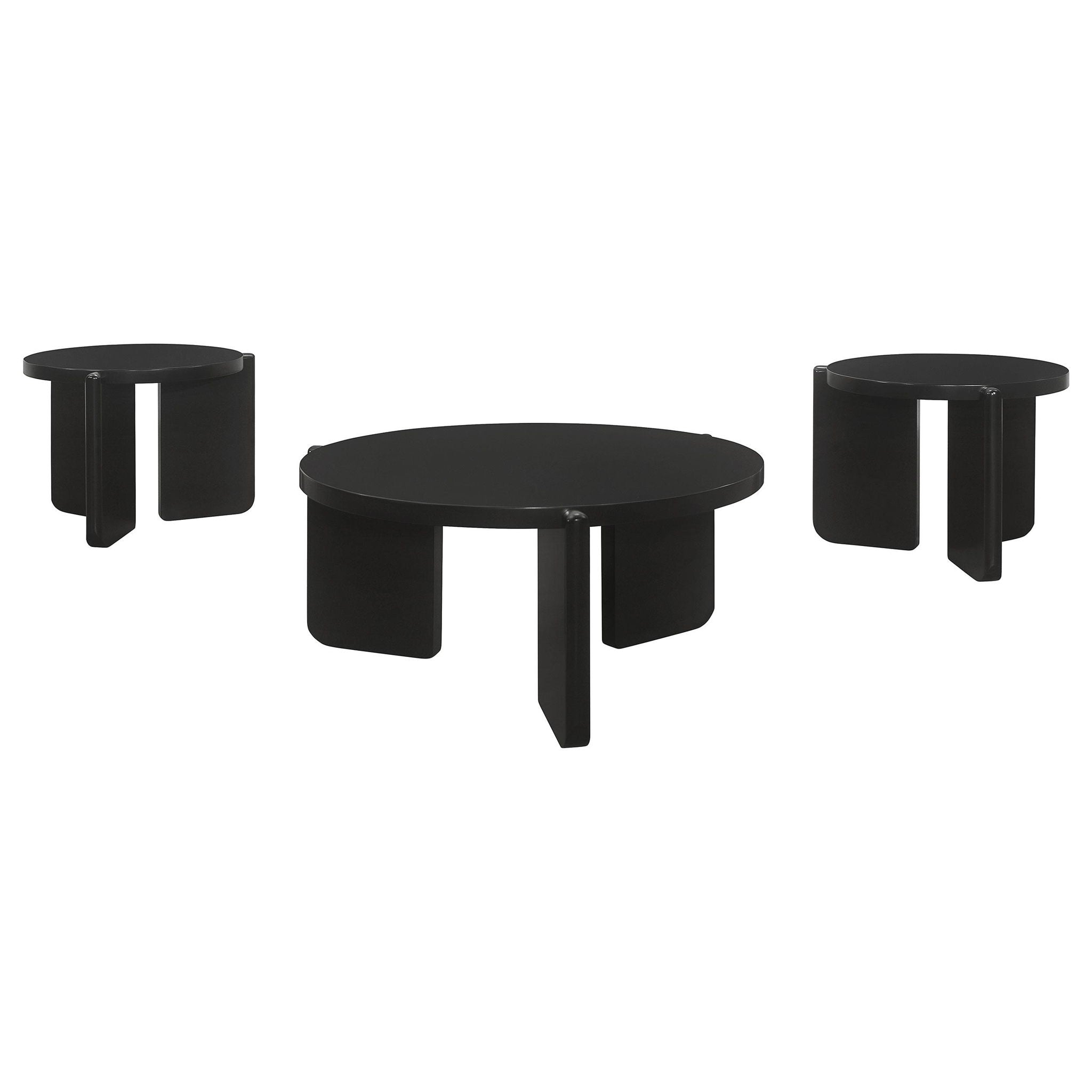 Cordova 3-piece Solid Wood Coffee and End Table Set Black - Atlantic Fine Furniture Melbourne FL