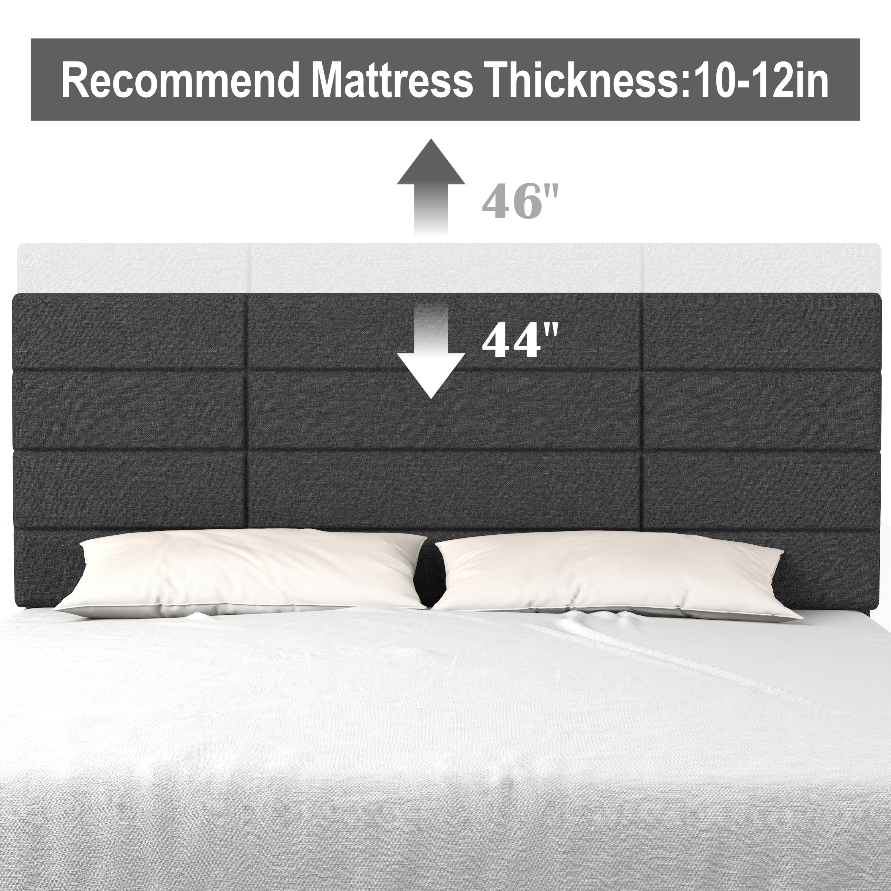 Molblly Queen Size Bed Frame with Upholstered Headboard, Strong Frame, and Wooden Slats Support, Non-Slip and Noise-Free, No Box Spring Needed, Easy Assembly, Dark Grey - Atlantic Fine Furniture Melbourne FL