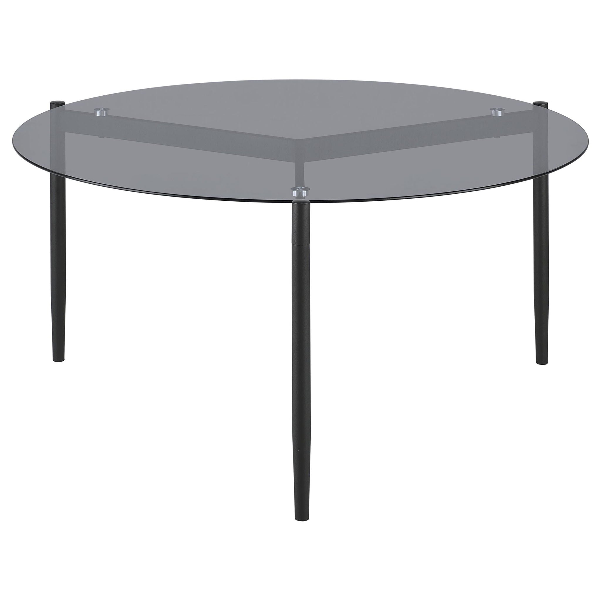 Rosalie Round Smoked Glass Top Coffee Table Grey - Atlantic Fine Furniture Melbourne FL