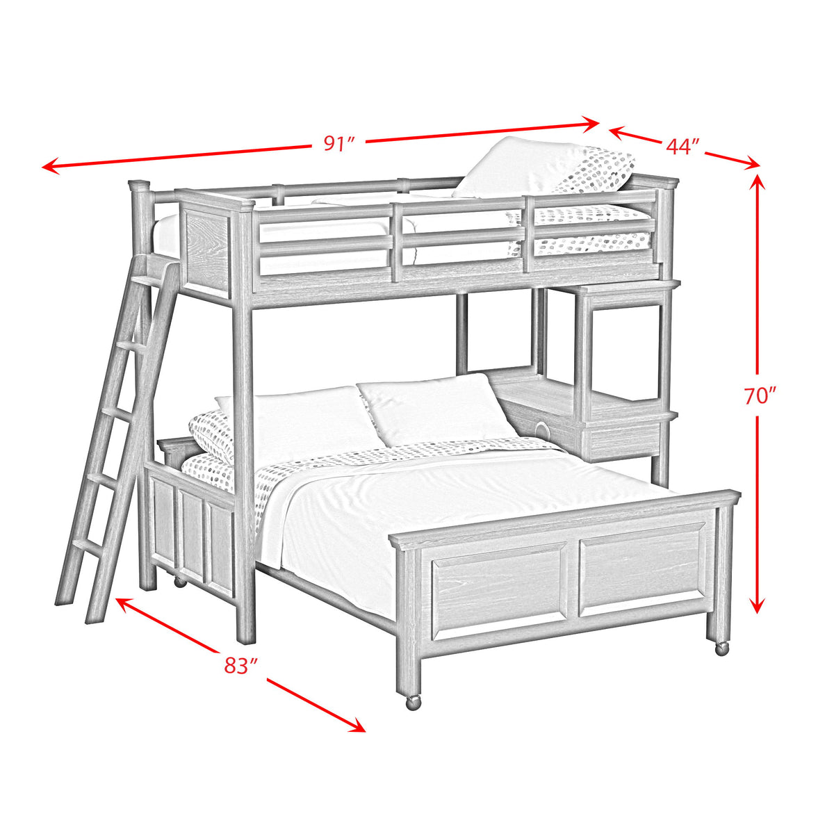Hampton Kids Loft With Ladder And Desk With Speaker in Black by Elements International, view 4