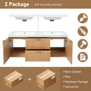 59.3" Double Sink Bathroom Vanity With Smc Resin Top, Painted Cabinet, Soft Close Doors, Wall Mounted - Wood