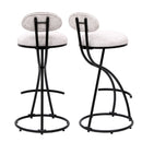 Round Print Bar Stools Upholstered Chairs For Kitchen (Set of 2)