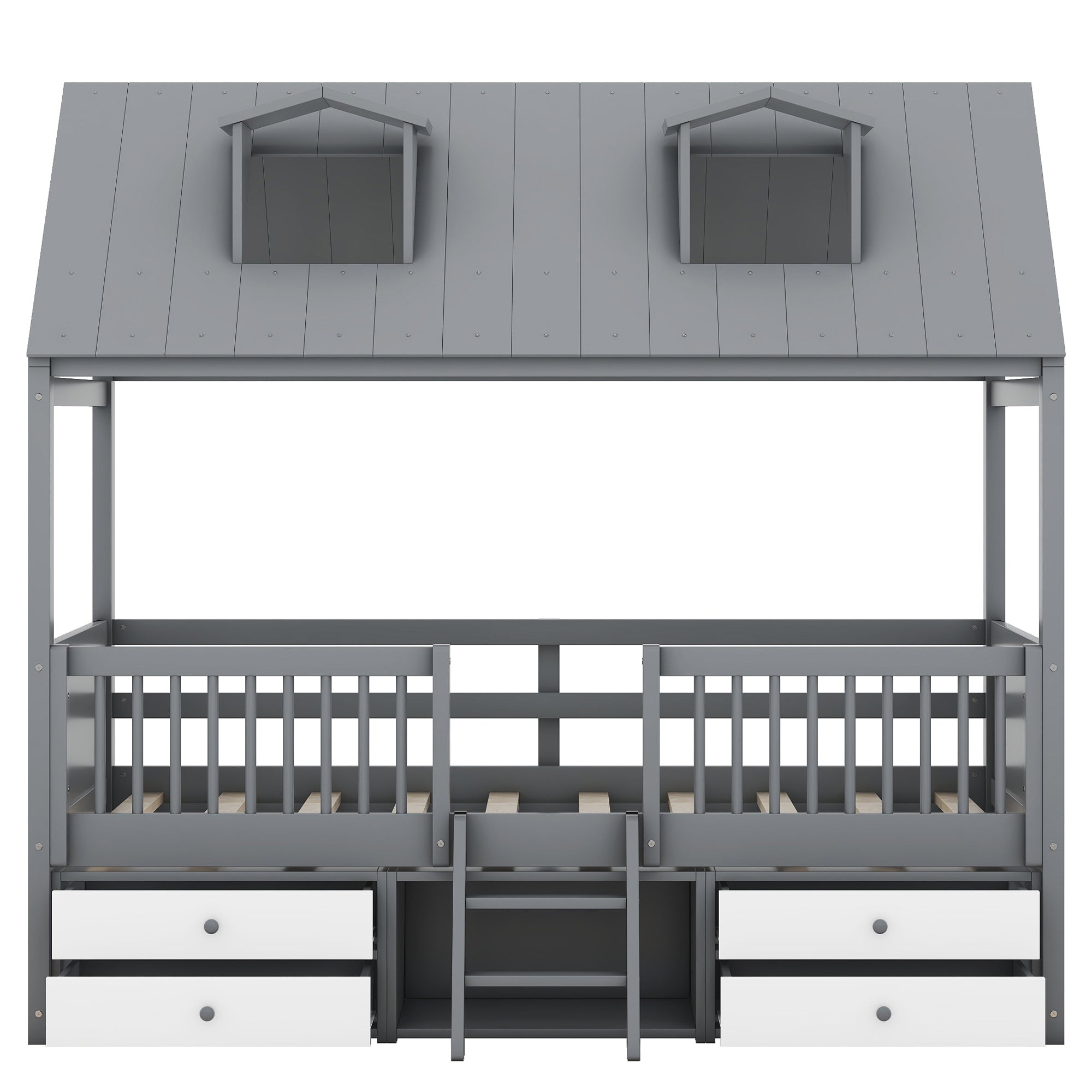 Twin Size Wood Bed House Bed Frame,Gray - Atlantic Fine Furniture Melbourne FL