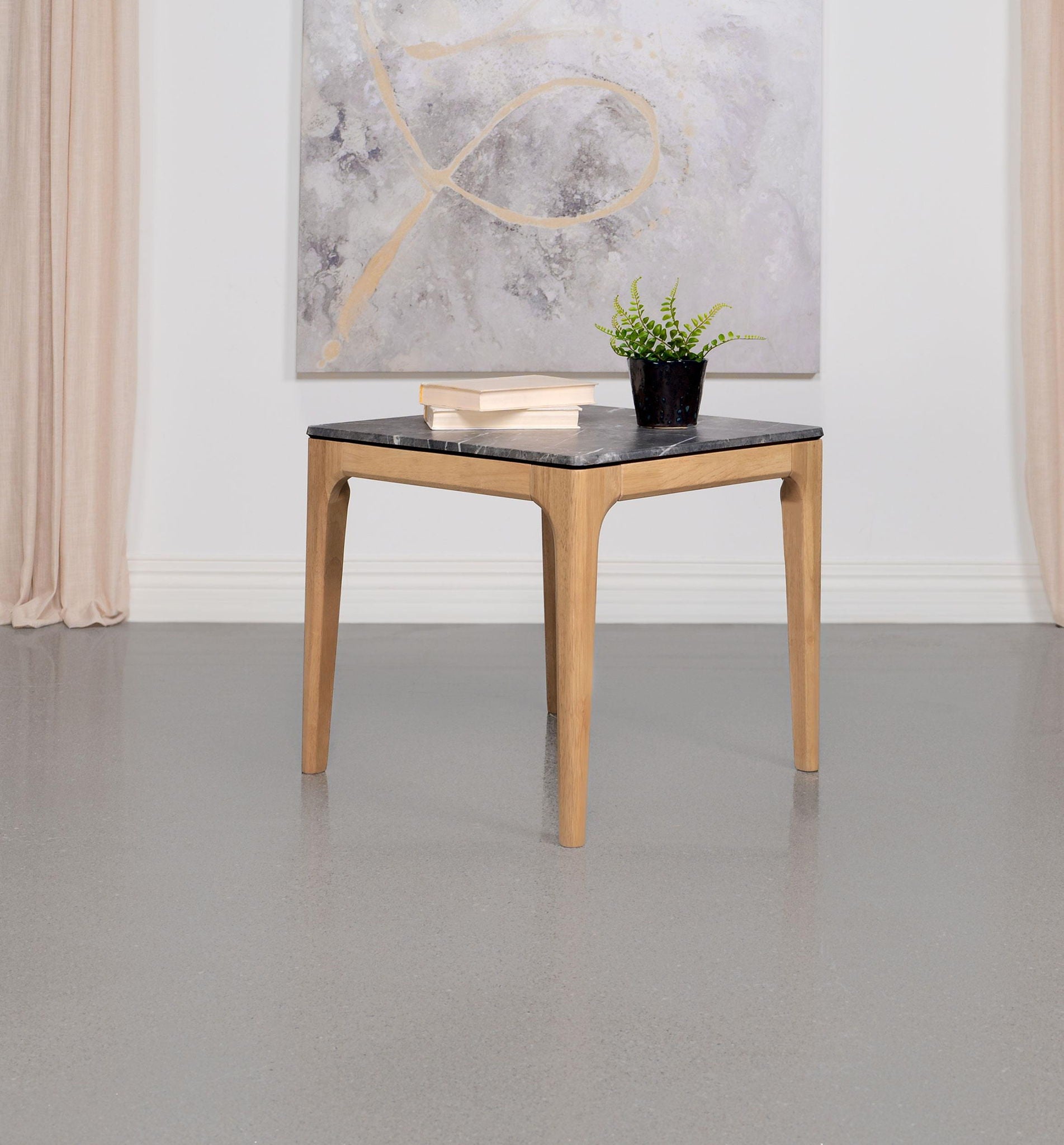 Polaris Square SmartTop Side End Table Grey and Light Oak - Atlantic Fine Furniture Melbourne FL