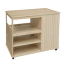 Kitchen Island Cart, Rolling Serving Utility Trolley Cart Modern Kitchen Island With Storage Drawer Wine Rack Lockable Casters, Kitchen Cart For Kitchen, Dining Room, Bar Living Room - Natural