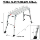 Aluminum Work Platform Large Size Step Stool Folding Portable Work Bench 40" Width Telescopic Feet Height Adjustable - Gray
