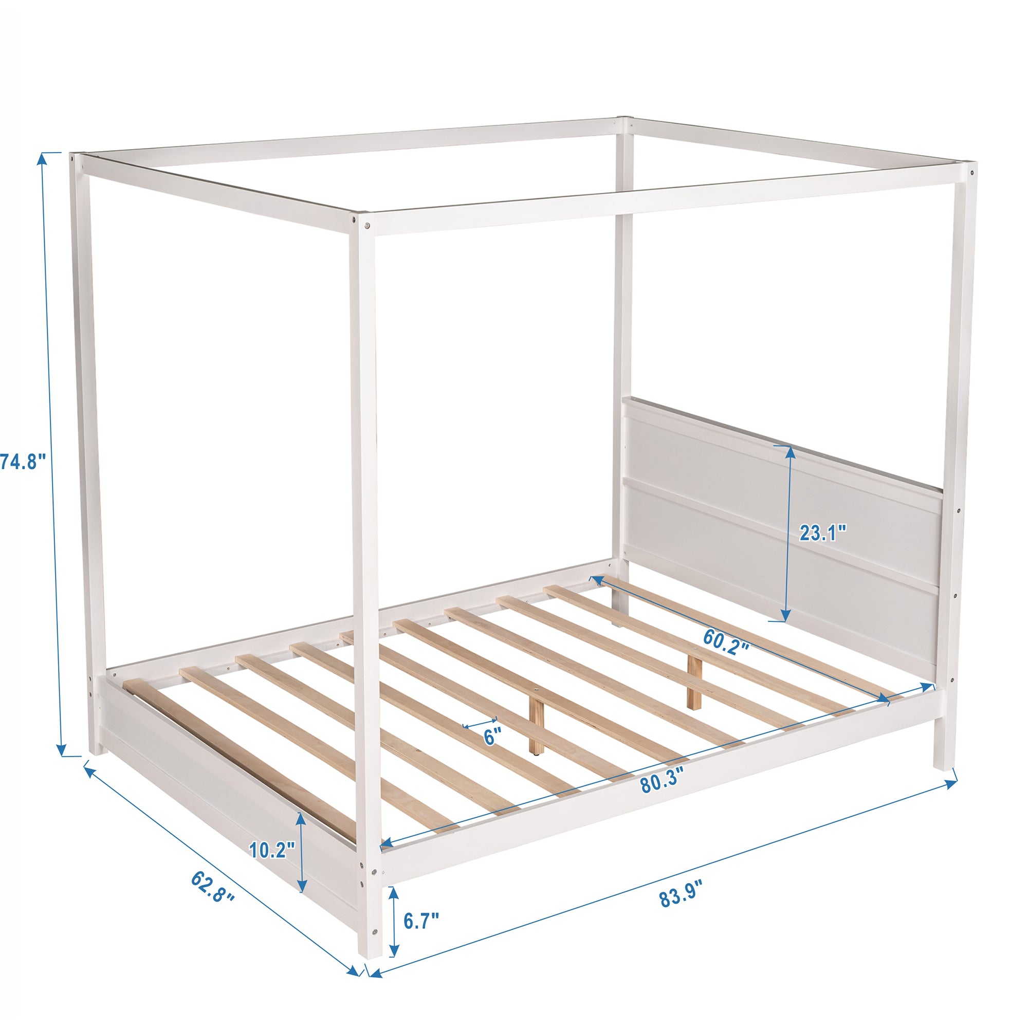 Queen Size Canopy Platform Bed with Headboard and Support Legs,White - Atlantic Fine Furniture Melbourne FL