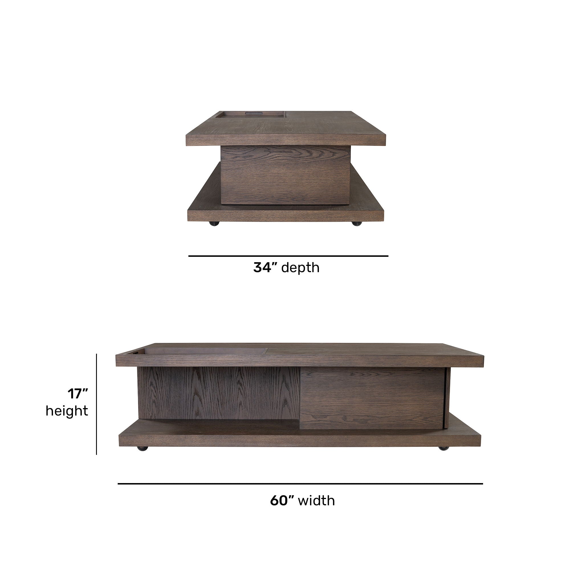 Athens - Rectangular Coffee Table With Casters - Chocolate Brown