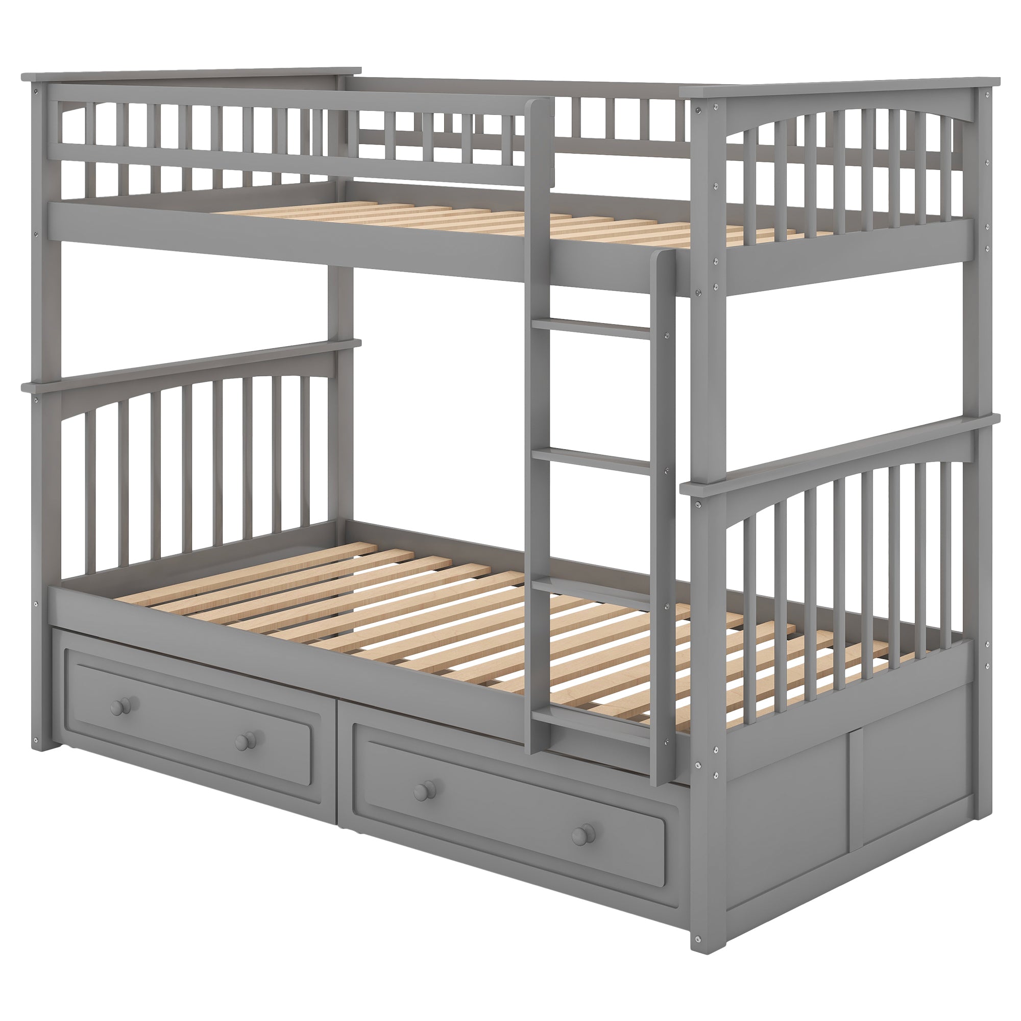 Twin over Twin Bunk Bed with Drawers, Convertible Beds, Gray(Old SKU: SM000240AAE-1) - Atlantic Fine Furniture Melbourne FL