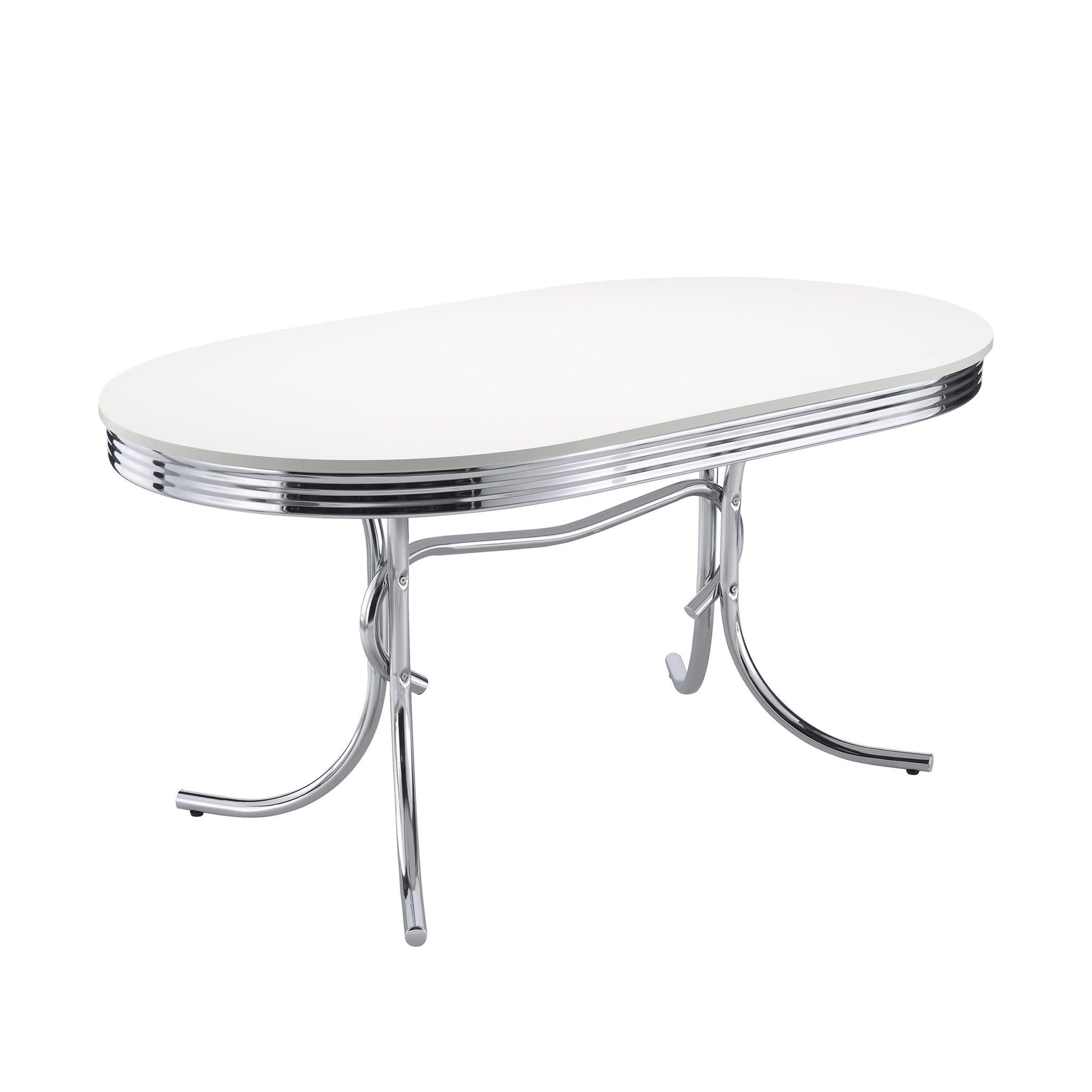 Retro 5-piece Oval Dining Table Set White and Black - Atlantic Fine Furniture Melbourne FL