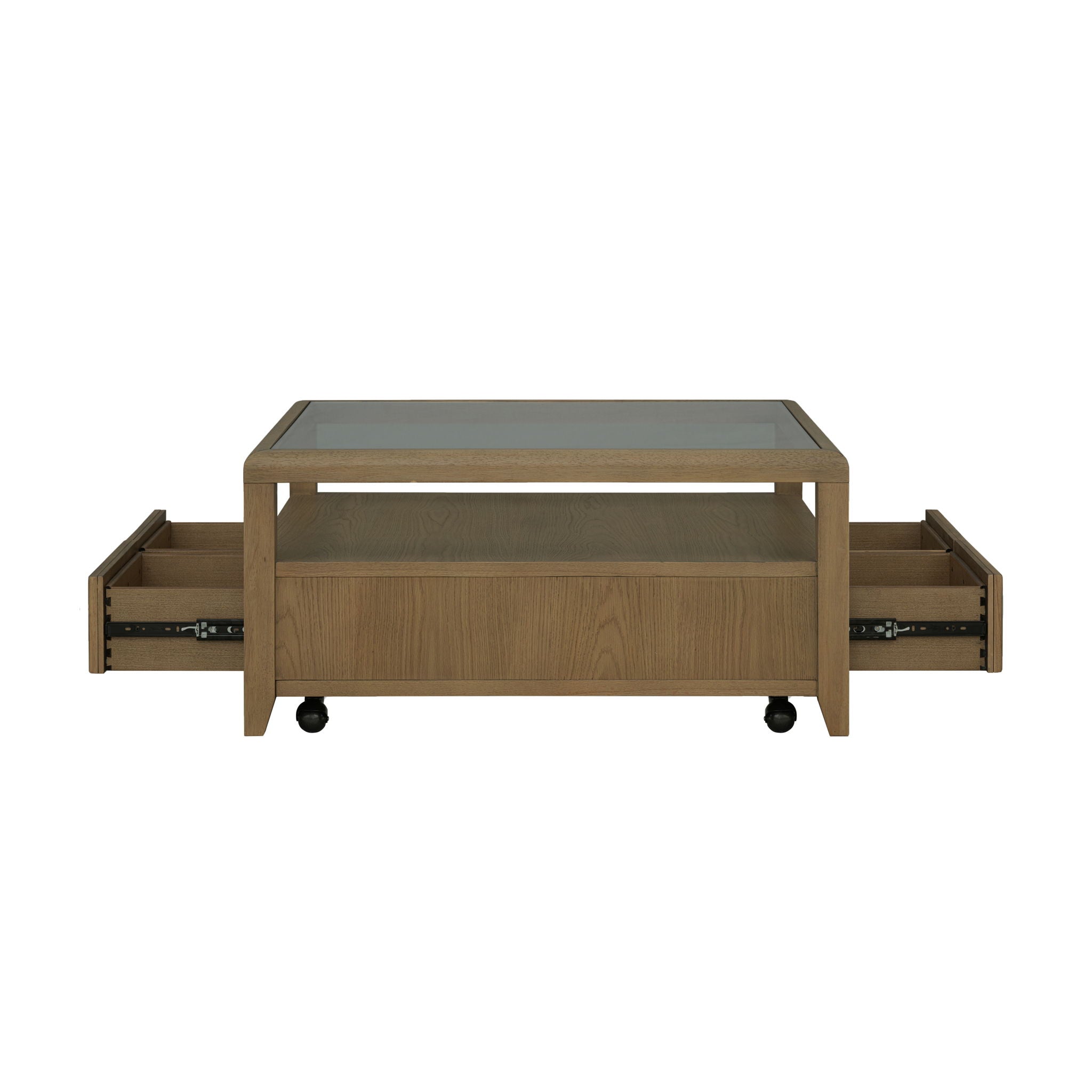 Reed - Square Coffee Table With Casters - Driftwood Oak