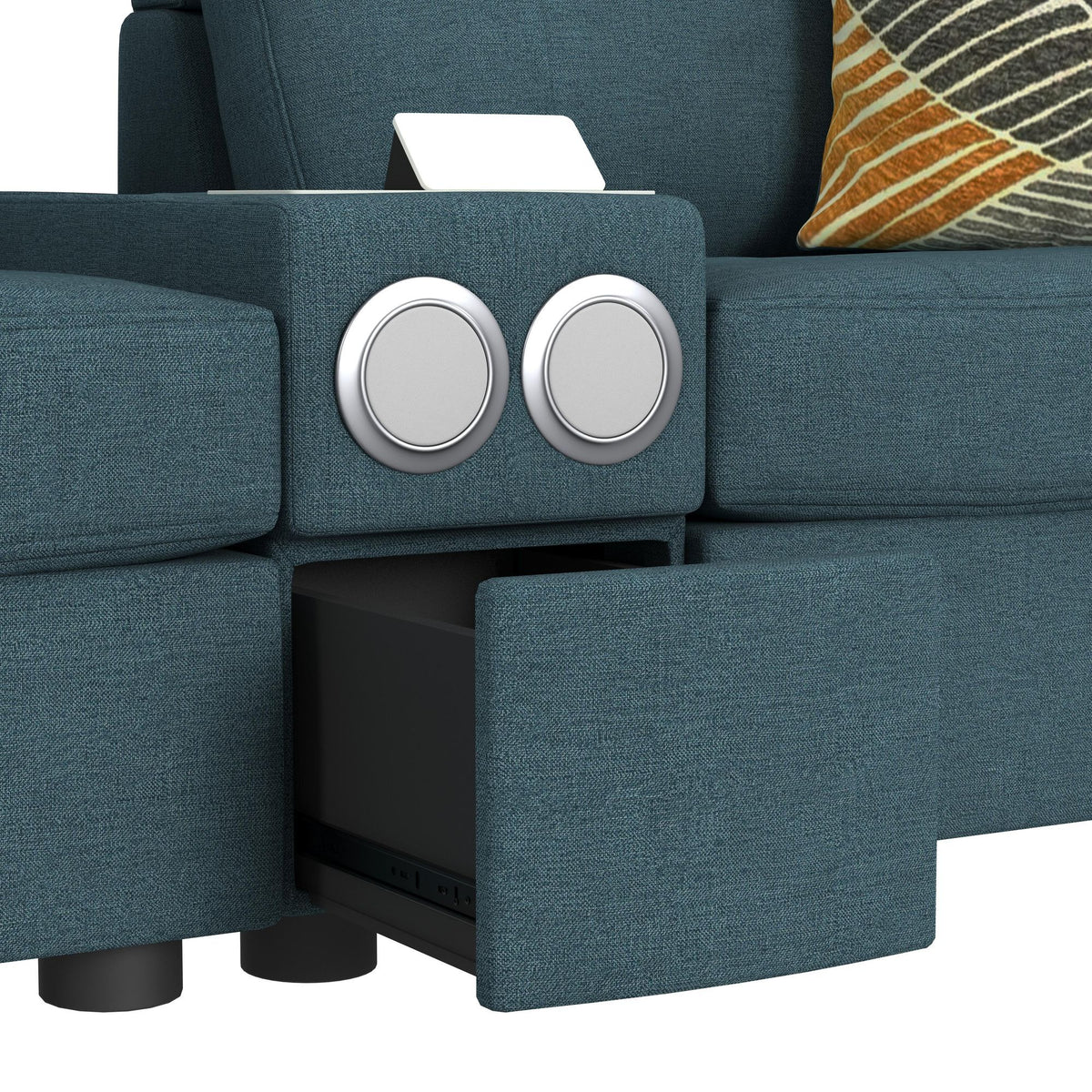 Options One Living Room Set Sectional in Blue by Elements International, view 15