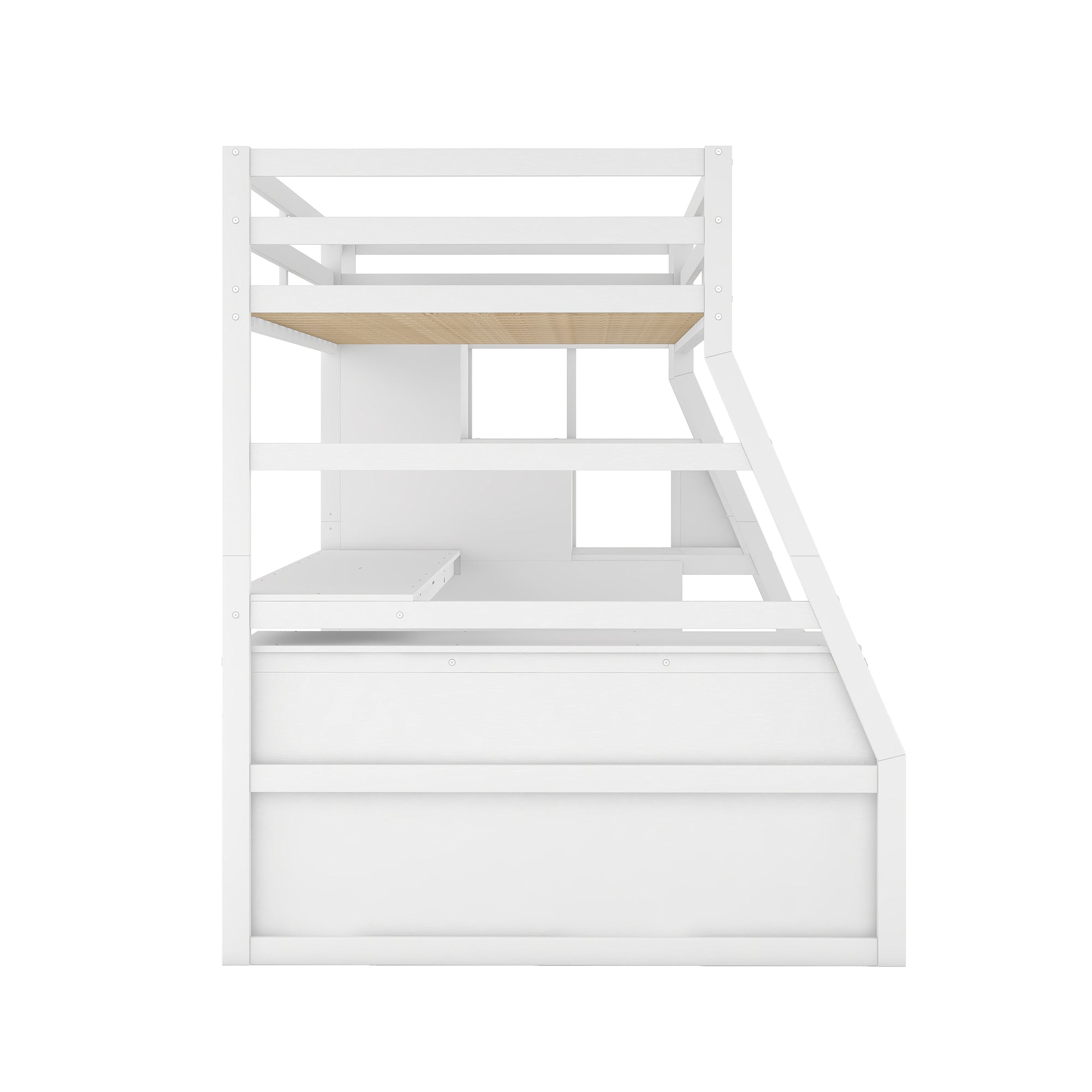 Twin Size Loft Bed with 7 Drawers 2 Shelves and Desk - White - Atlantic Fine Furniture Melbourne FL