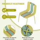 4 Piece Set Of Modern Striped Color- Blocking Single Chairs With Long Table