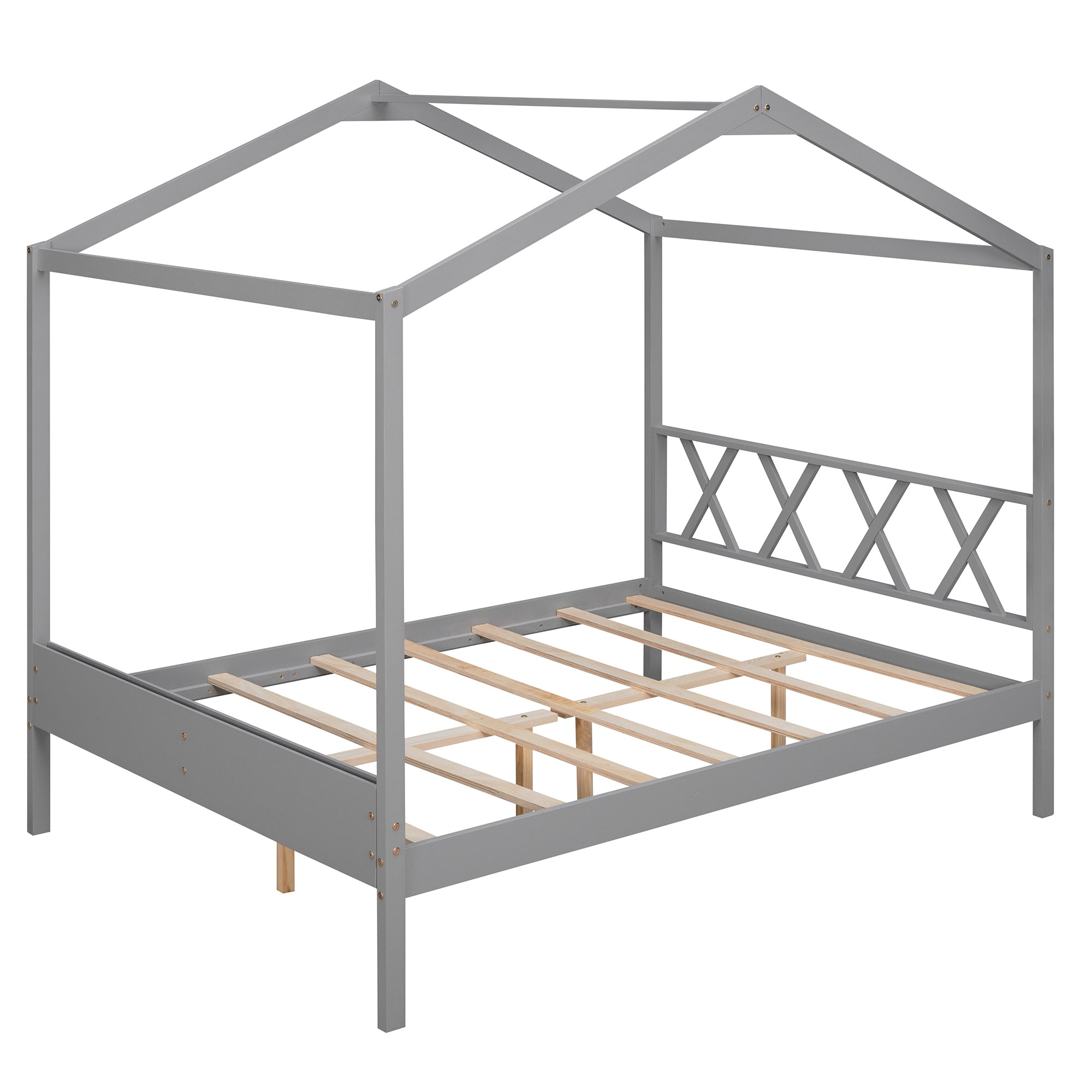 Full Size Wood House Bed with Storage Space, Gray (OLD SKU :LP000002AAE) - Atlantic Fine Furniture Melbourne FL
