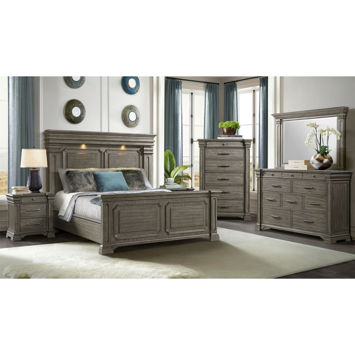Kings Court 3-Drawer Nightstand (Sliding Top) in Black by Elements International, view 8