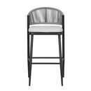 Outdoor Bar Height Metal Frame Counter Stools With Scallop Shaped Backrest & Water Resistant Cushions