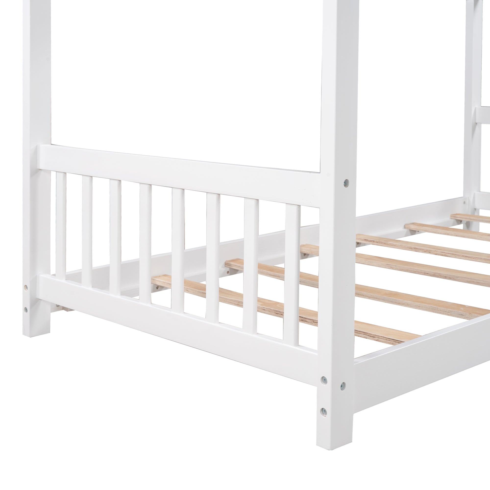 Twin Size House Platform Bed with Headboard and Footboard,Roof Design,White - Atlantic Fine Furniture Melbourne FL