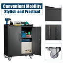 2 Door Tool Cabinets For Garage, Lockable Garage Storage Cabinet, Locking Storage Cabinet With Wheels, Rolling Tool Chest - Black