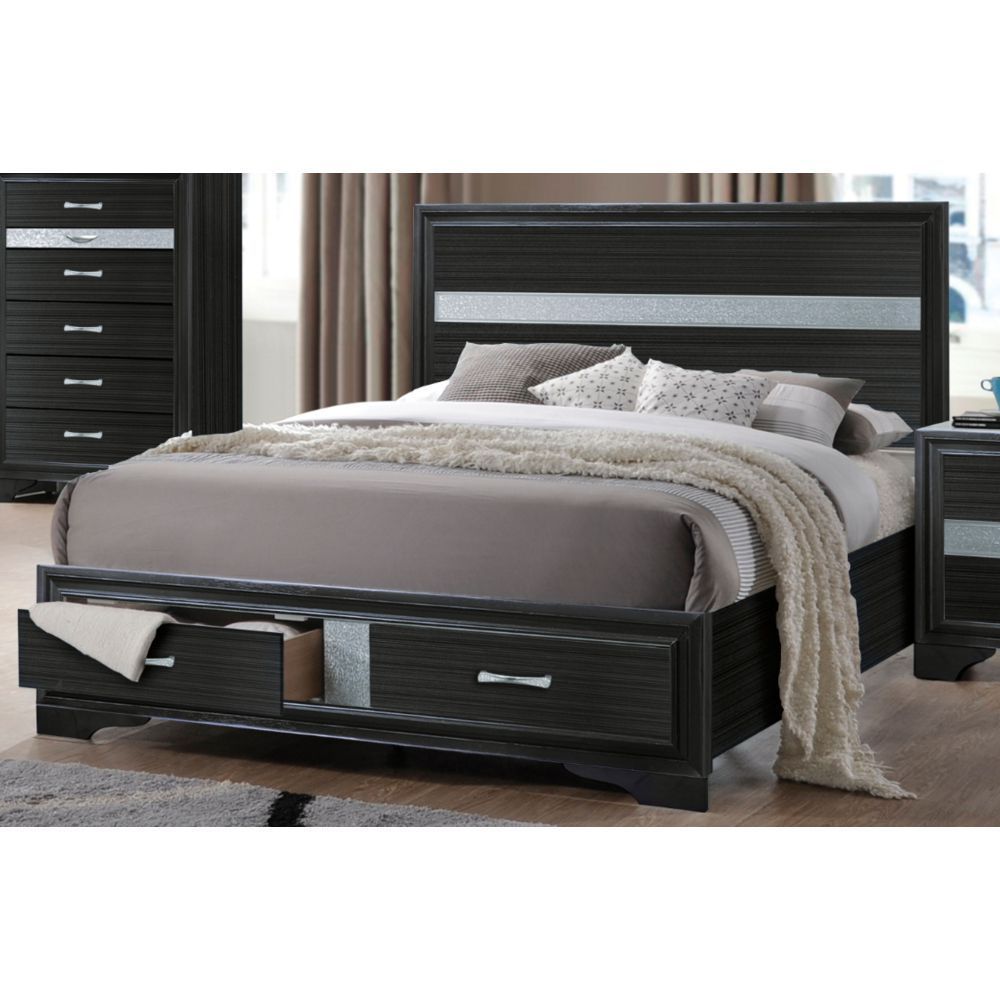 ACME Naima Queen Bed in Black 25900Q - Atlantic Fine Furniture Melbourne FL
