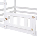 Twin Over Twin House Bunk Bed With Fence And Door