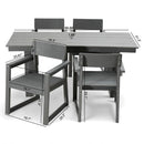 5 Piece Outdoor Dining Set For 4, Patio Table With Umbrella Hole And 4 Armrest Chairs For Backyard - Gray