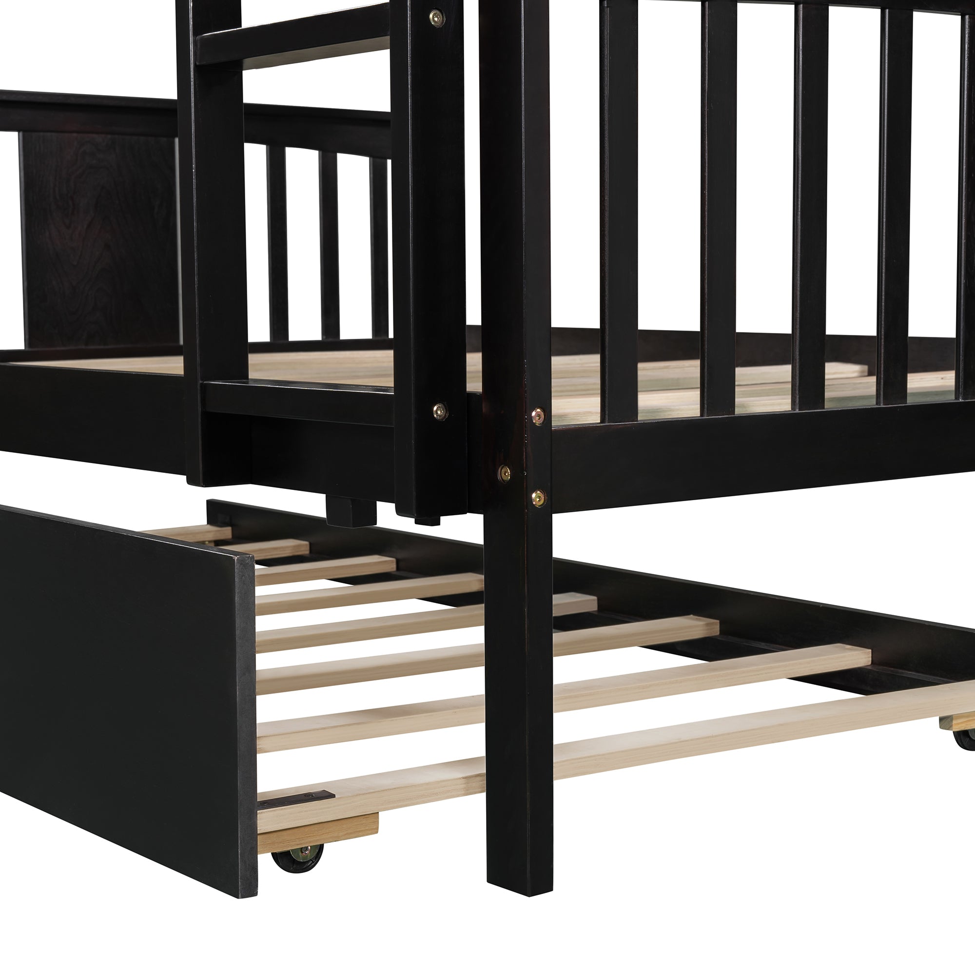 Full over Full Bunk Bed with Twin Size Trundle and Ladder-White(Old SKU: LP000204AAP) - Atlantic Fine Furniture Melbourne FL