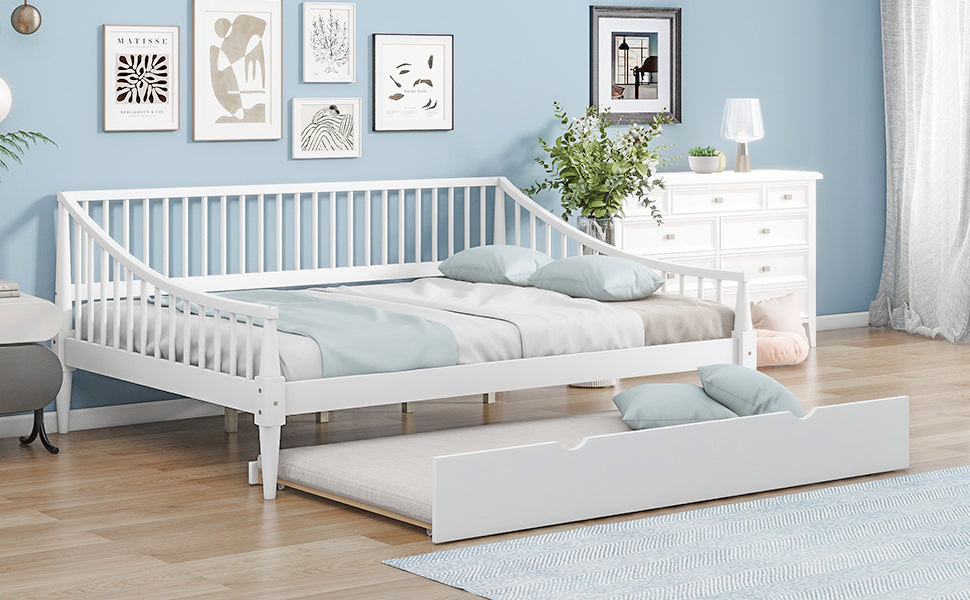 Full Size Daybed with Trundle and Support Legs, White - Atlantic Fine Furniture Melbourne FL