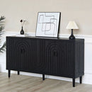 Modern Sideboard Cabinet With Decorative Nailhead Accents, Stylish Storage Solution For Dining, Living Rooms - Black
