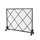 Minimalist Single Panel Iron Fireplace Screen With Diamond Design