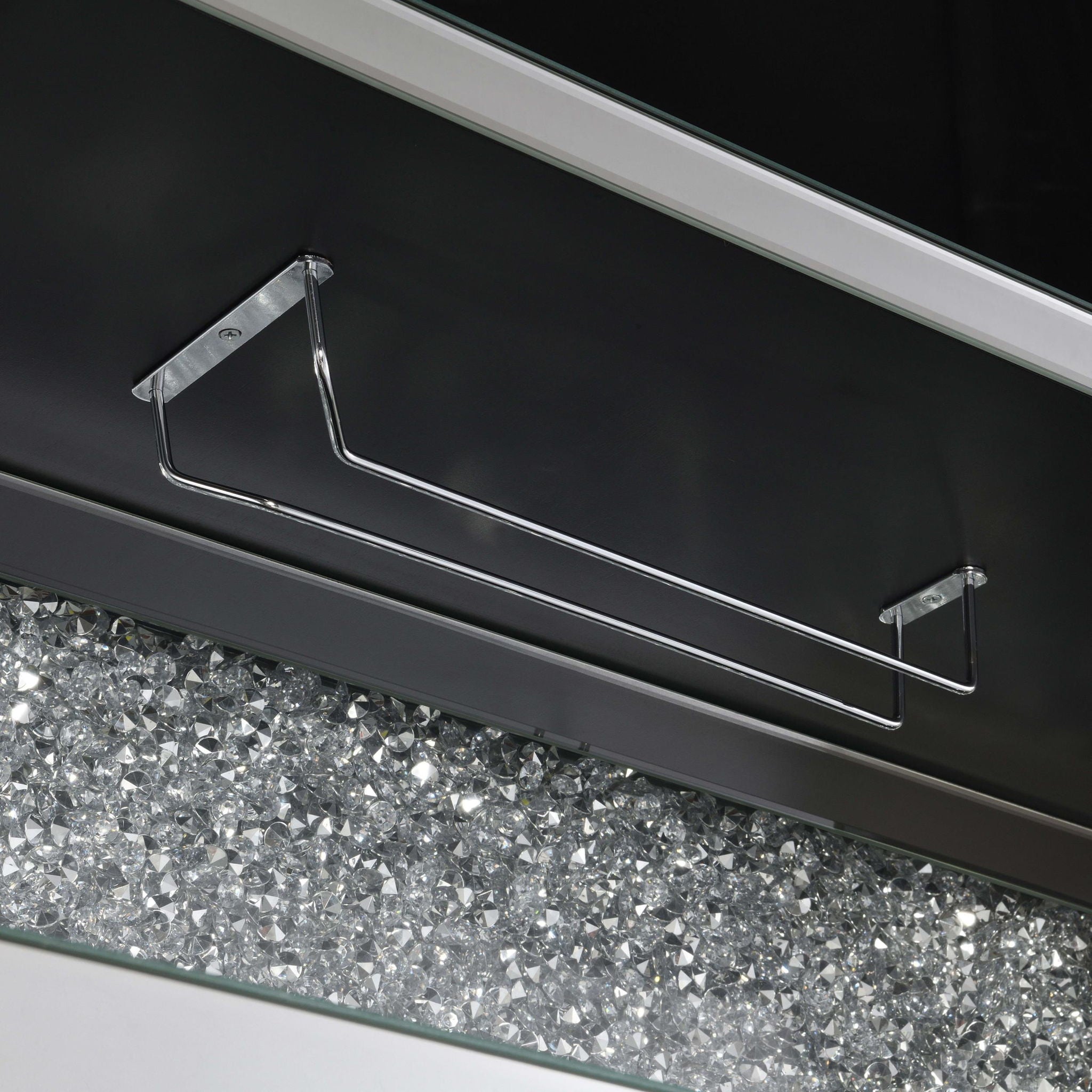 Yvaine 2-door Mirrored Acrylic Home Bar Wine Cabinet Silver