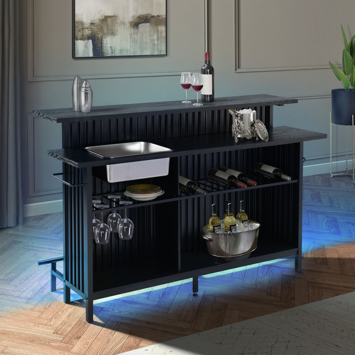Leilani Bar Table in Black by Elements International, view 4