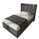 Upholstered Bed, 360 Surround LED Function, Remote Control, Hydraulic Storage Bed With USB, Type-C Charging (Without Mattress)