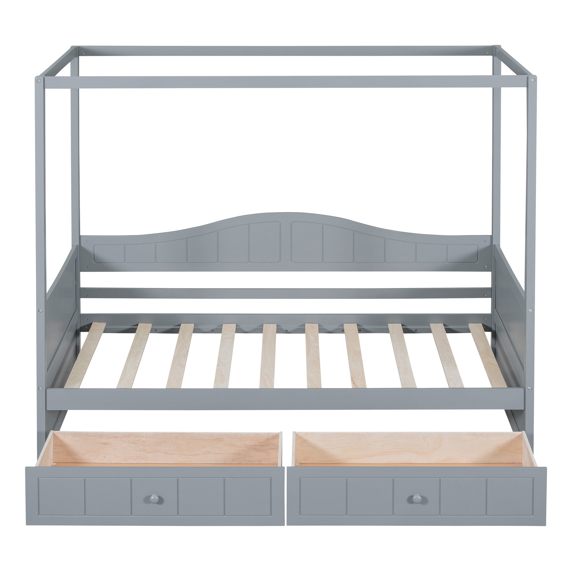 Twin Size Canopy Day Bed with 2 Drawers, Gray - Atlantic Fine Furniture Melbourne FL