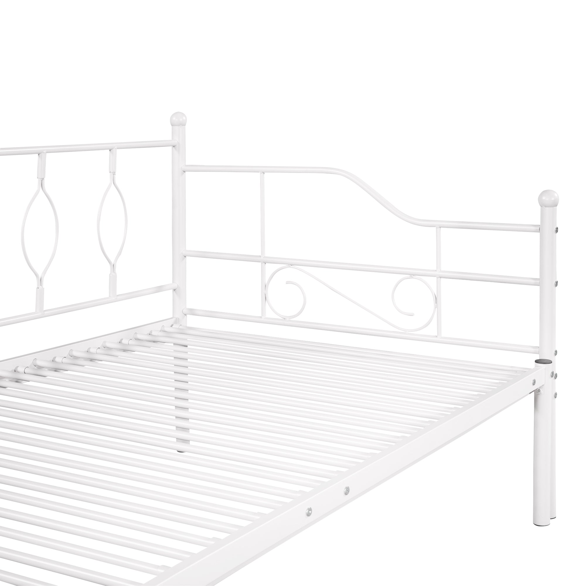 Twin Size Metal Daybed with Trundle, Daybed with Slat No Box required White - Atlantic Fine Furniture Melbourne FL