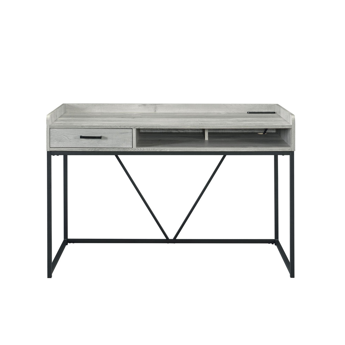 Preston 2 Piece Desk And Bookshelf Set in Gray by Elements International, view 7
