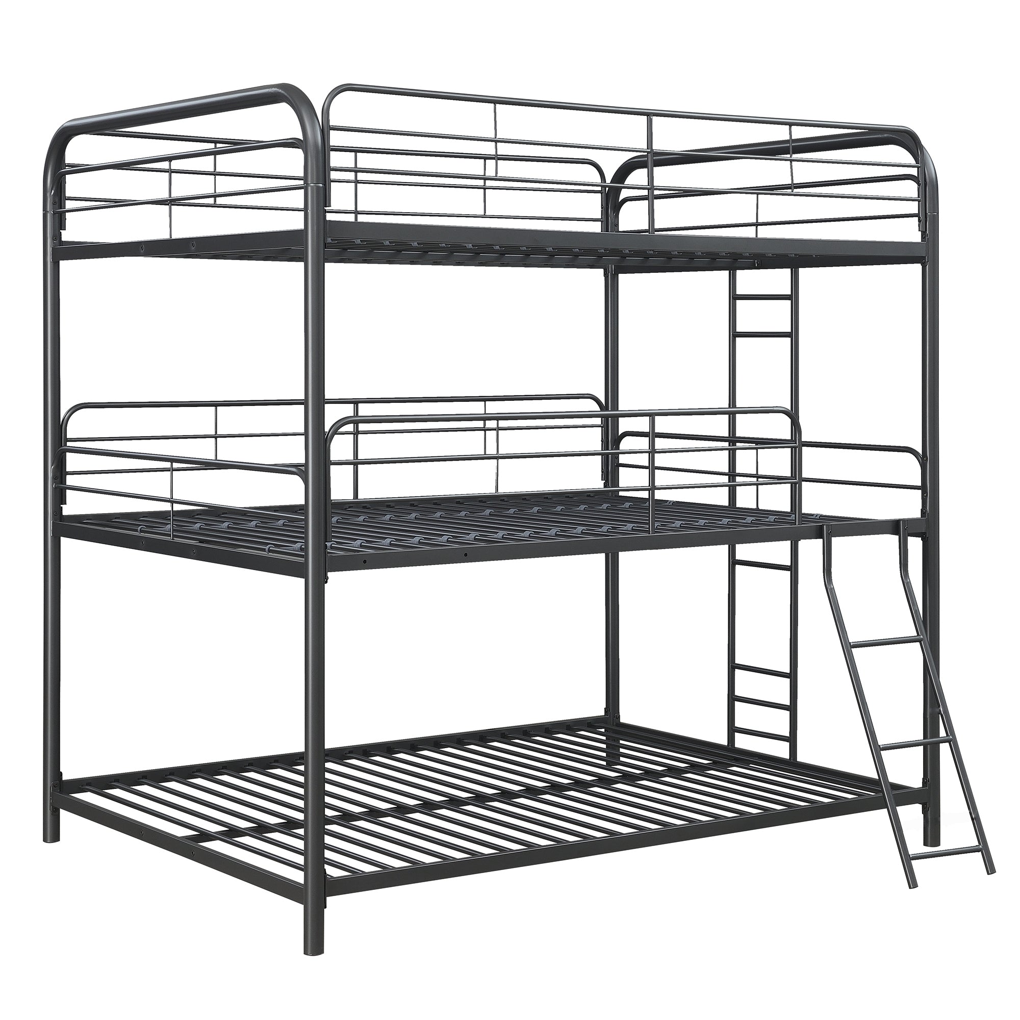 Furniture Triple Bunk Bed, FULL/FULL/FULL, black