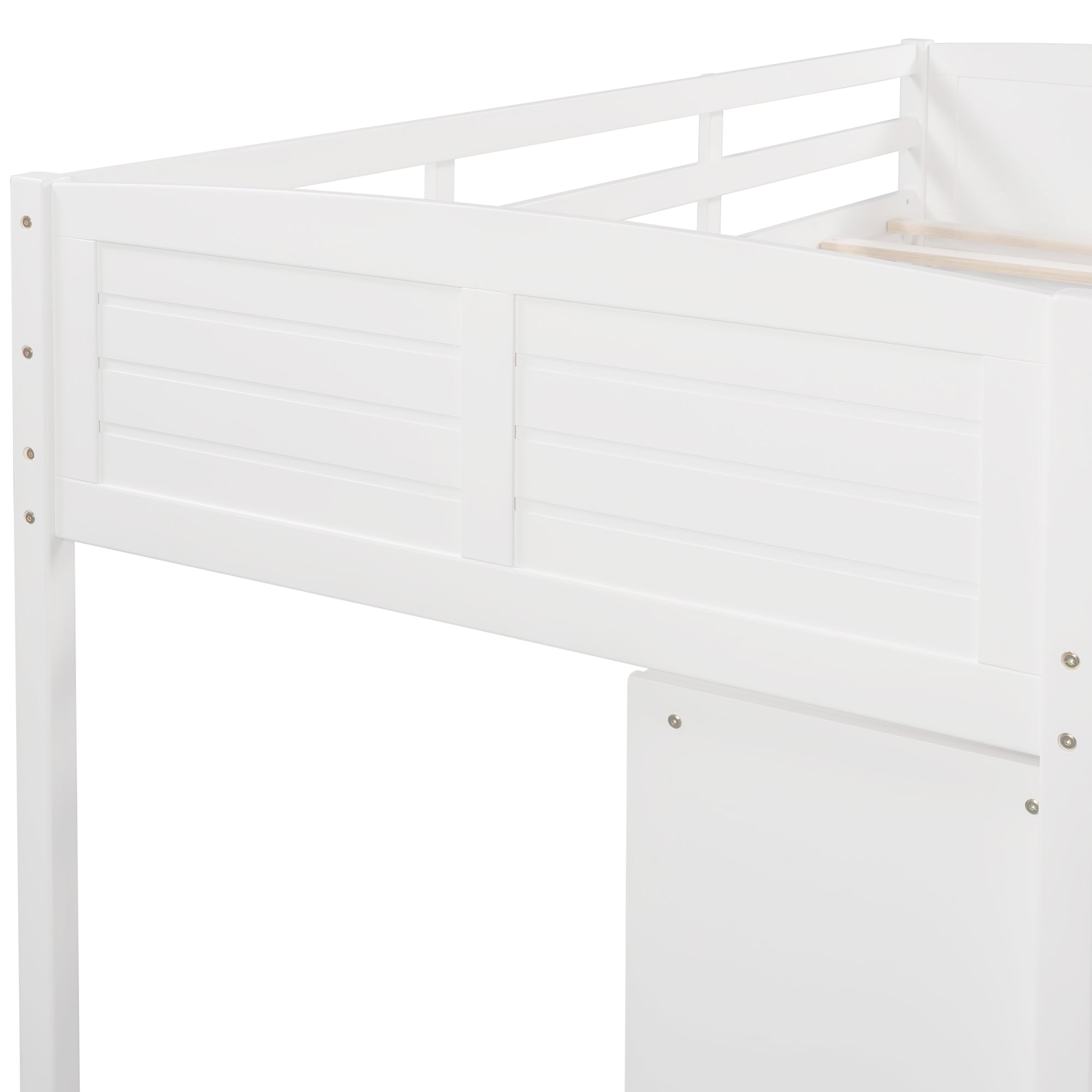 Low Twin Size Loft Bed with Cabinets, Shelves and Slide - White(OLD SKU :LP000503AAK) - Atlantic Fine Furniture Melbourne FL