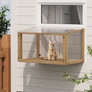 Transparent Acrylic Window Cat Perch Catio Cat Window Box - Natural Wood / Transparent