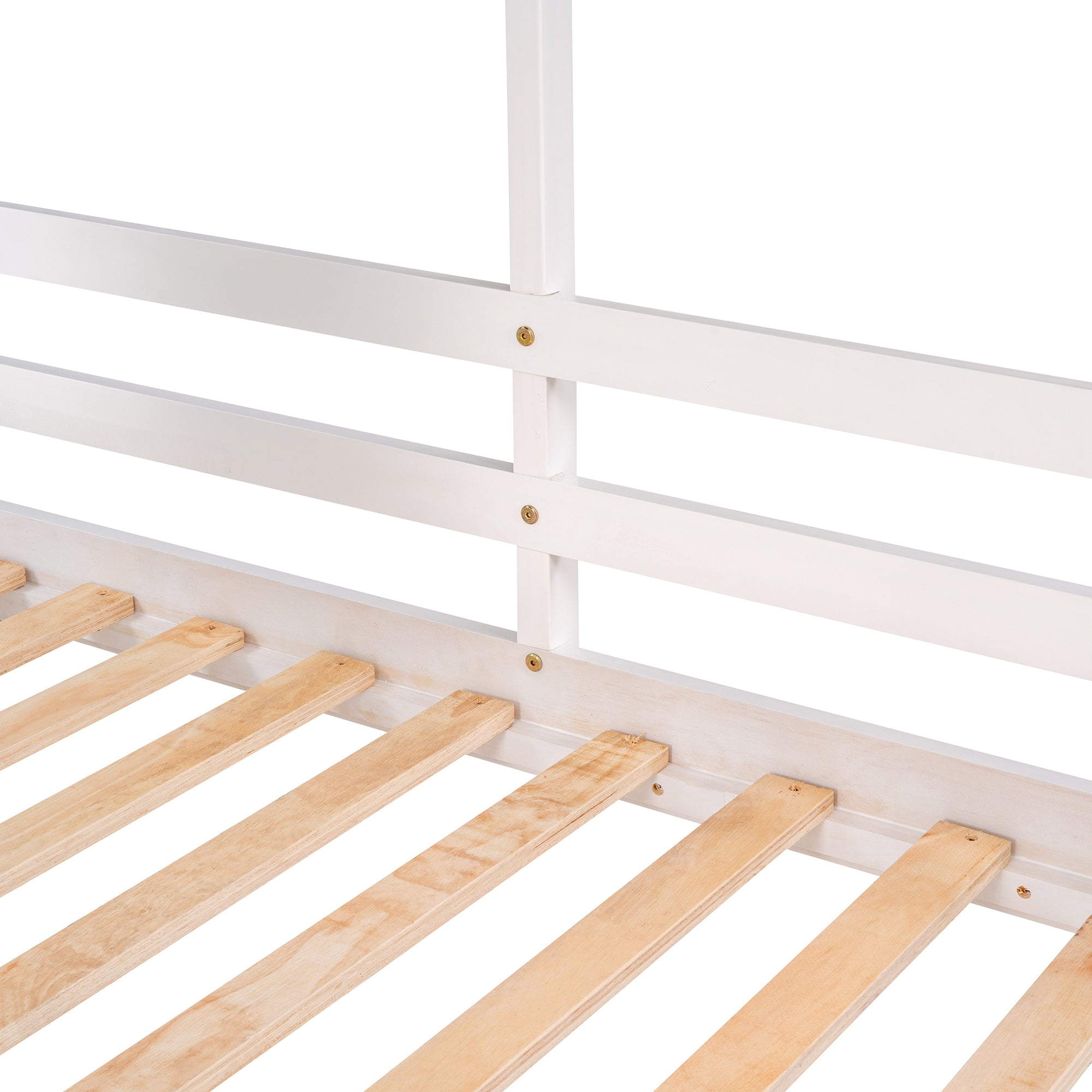Twin Over Twin Bunk Bed Wood Bed with Roof, Window, Guardrail, Ladder (White)(OLD SKU :LP000056AAK) - Atlantic Fine Furniture Melbourne FL
